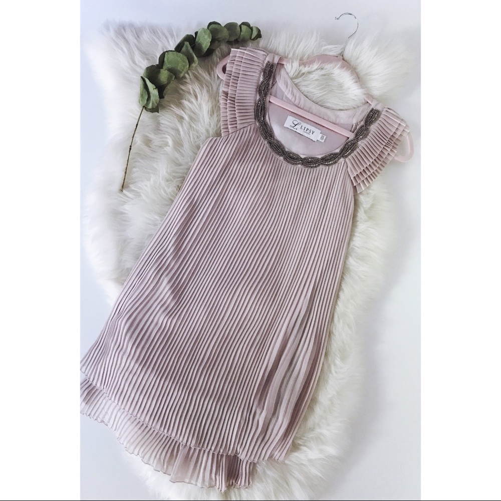 Dusty lilac pleated sequined dress
